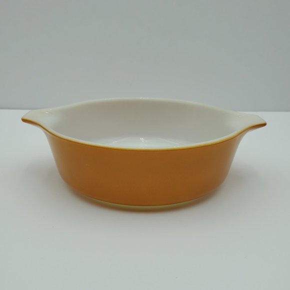 Pyrex Old Orchard 1 Pint Casserole Dish Glass Lid Butterscotch 471 Baking Dish - Picture 3 of 11